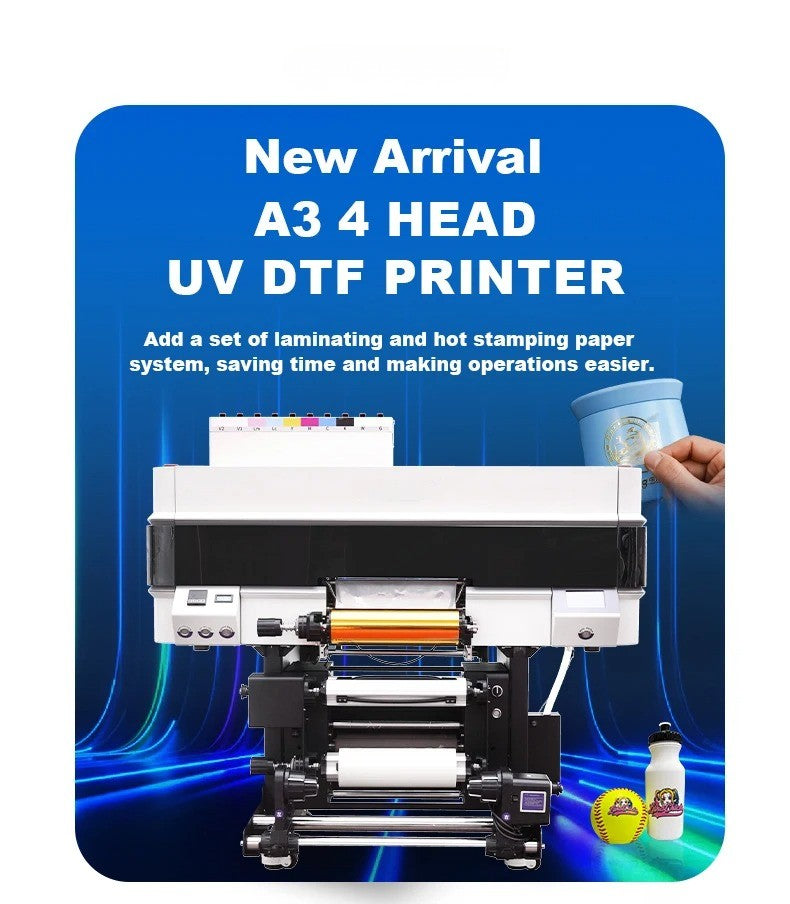 30cm UV DTF Roll-to-Roll Printer - High-Speed Crystal Label Machine with 4*F1080 Printheads & Foil Support