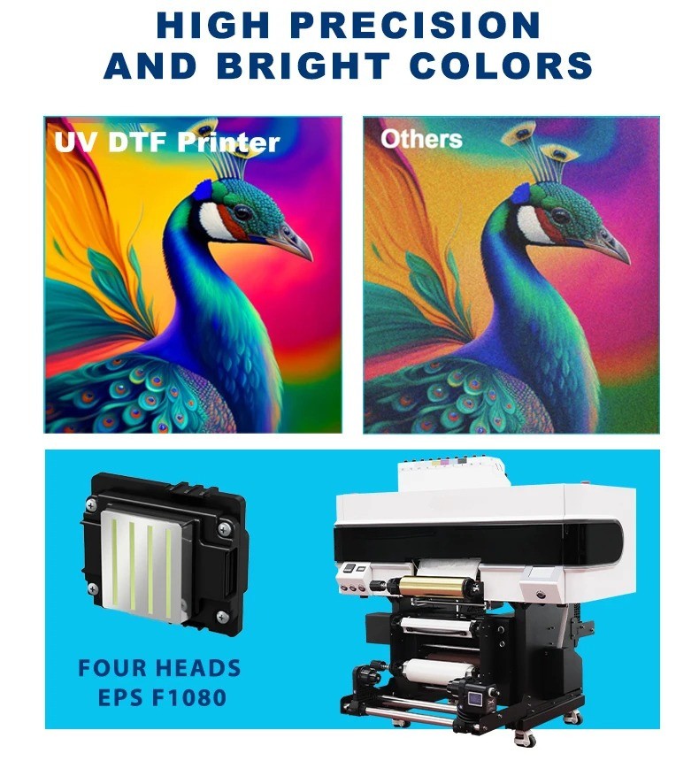 30cm UV DTF Roll-to-Roll Printer - High-Speed Crystal Label Machine with 4*F1080 Printheads & Foil Support