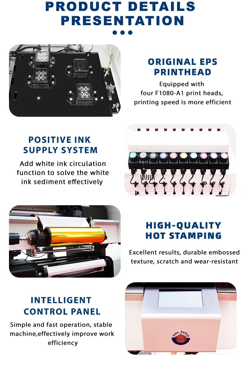 30cm UV DTF Roll-to-Roll Printer - High-Speed Crystal Label Machine with 4*F1080 Printheads & Foil Support