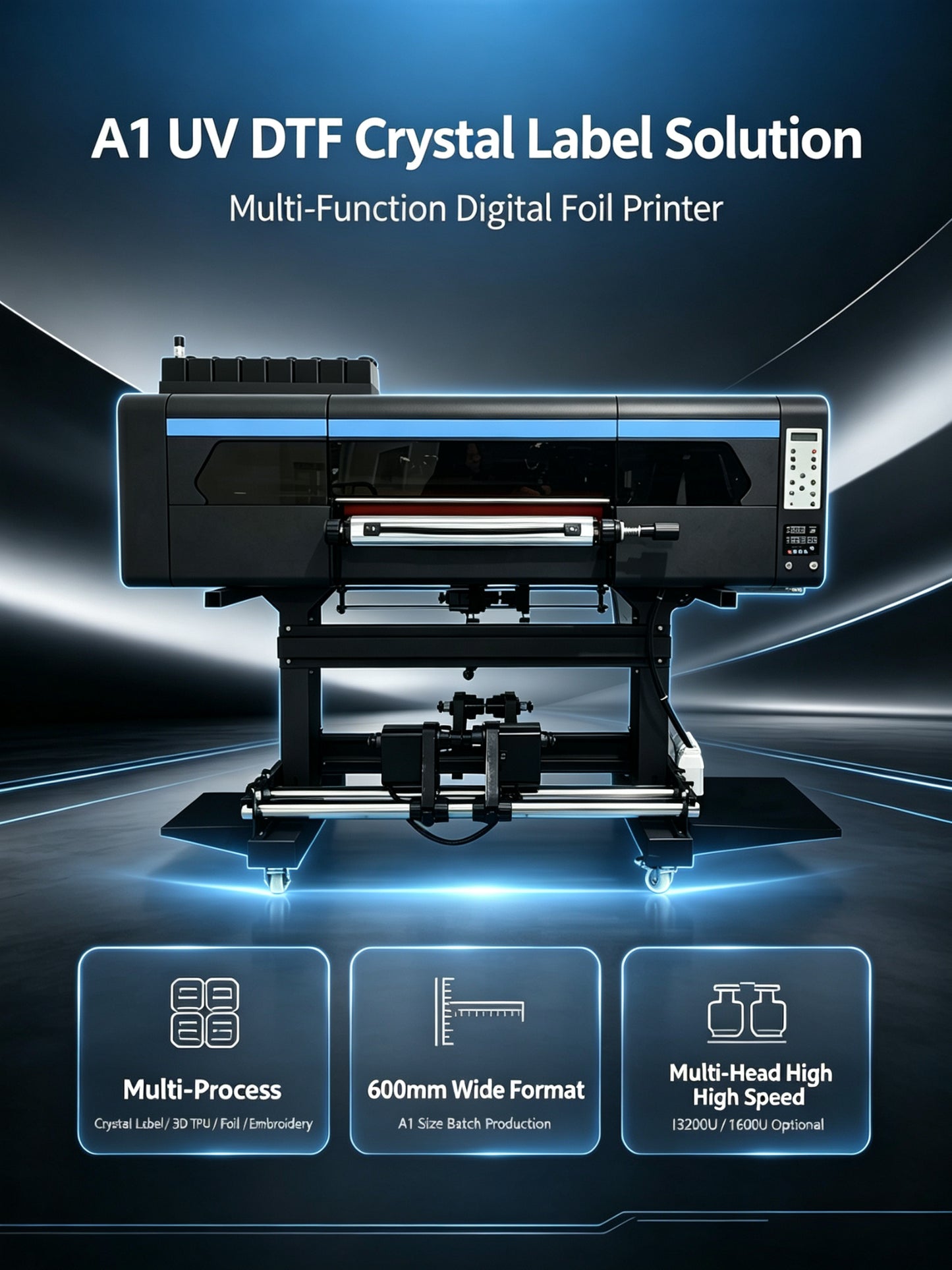 U6504 60cm UV DTF Printer Machine 4-Head i3200-U1 Crystal Label & Gold Foil Printer