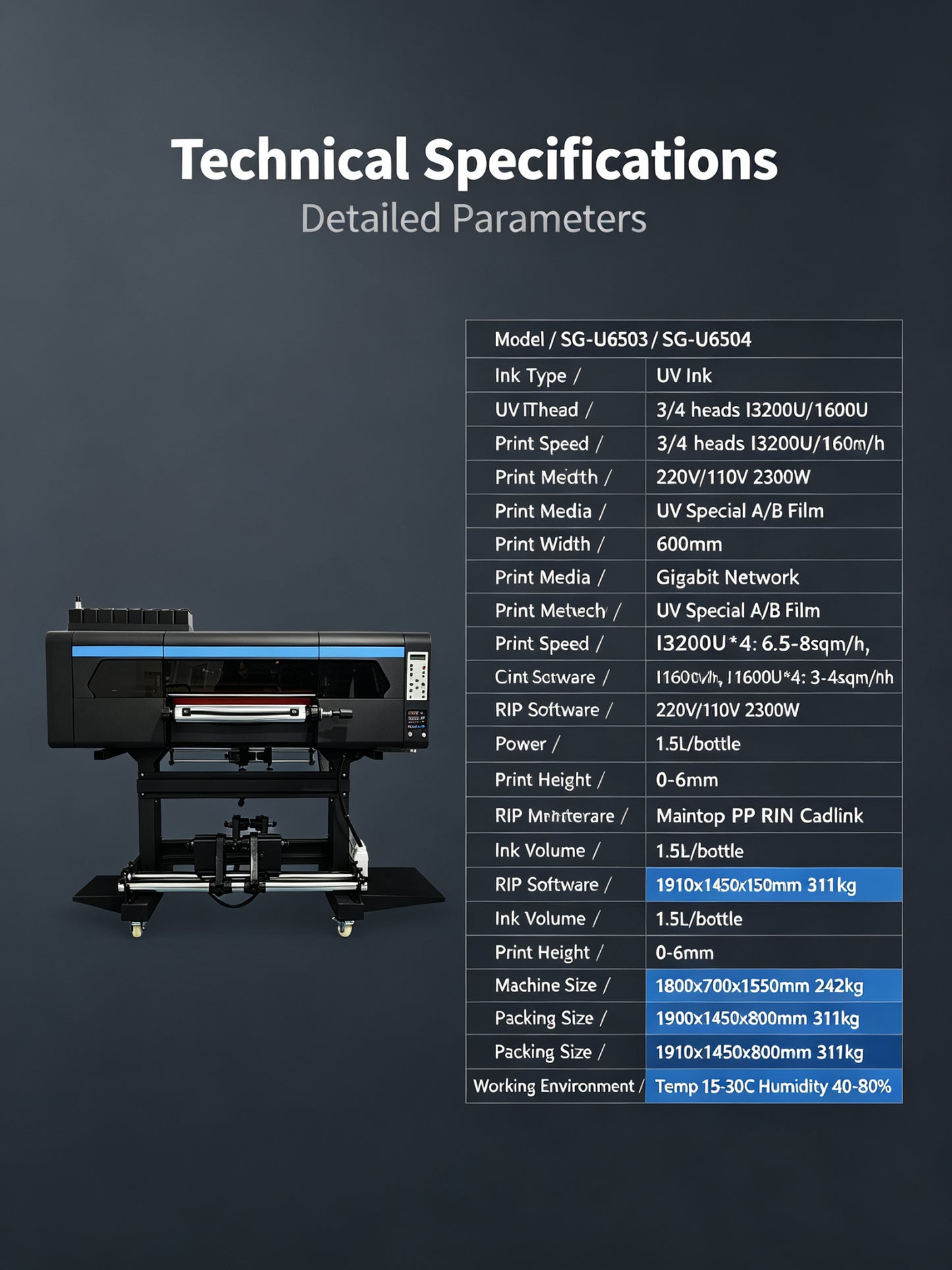 U6504 60cm UV DTF Printer Machine 4-Head i3200-U1 Crystal Label & Gold Foil Printer