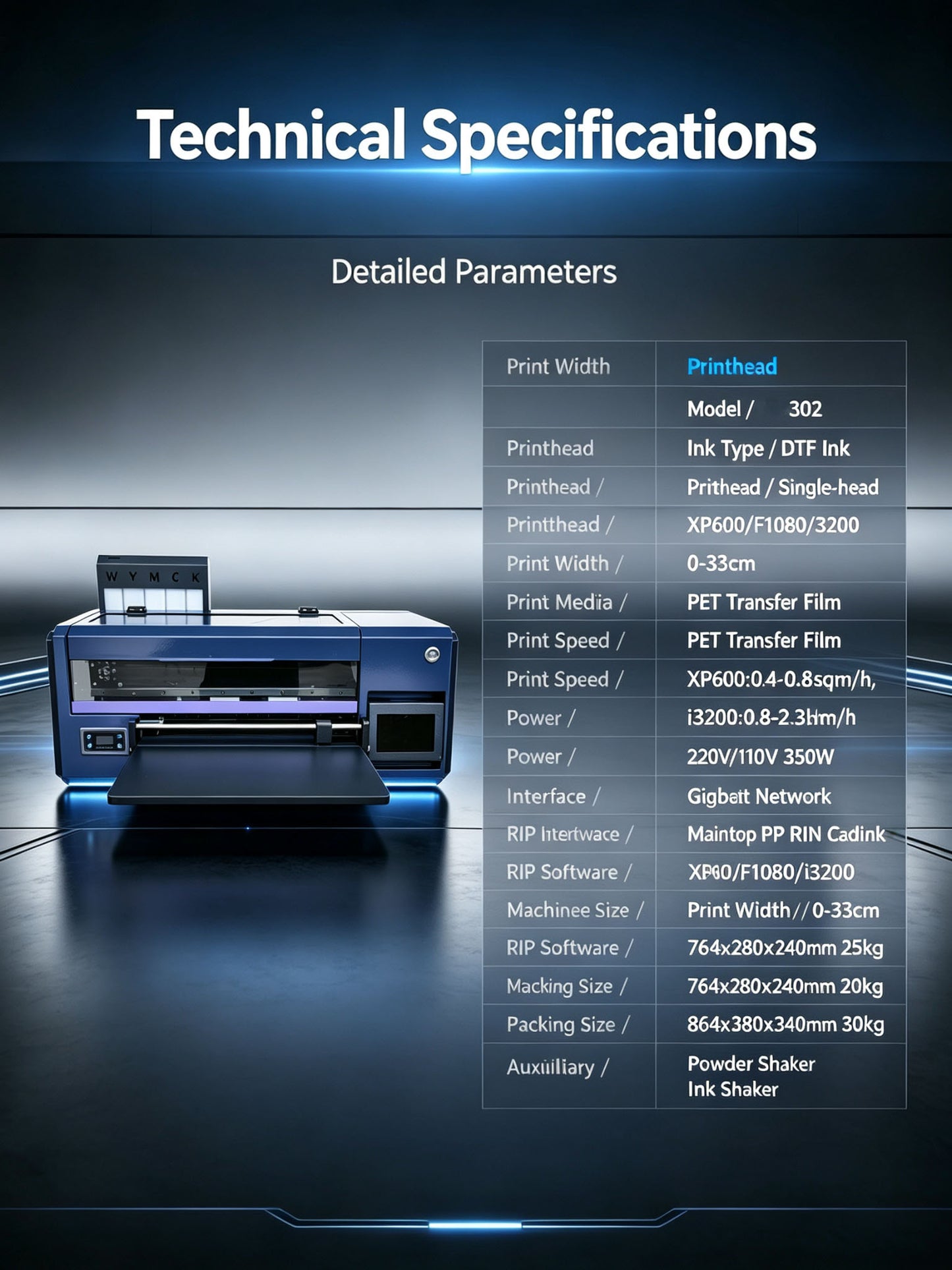 A3 30cm DTF Printer Machine 302 Direct to Film Printer for T-Shirt Printing